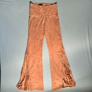 T-Party fringe bell bottom stretch pants size L light brown NWT